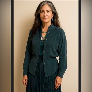 VTG ROPA blouse mandarin collar & pleated maxi skirt set